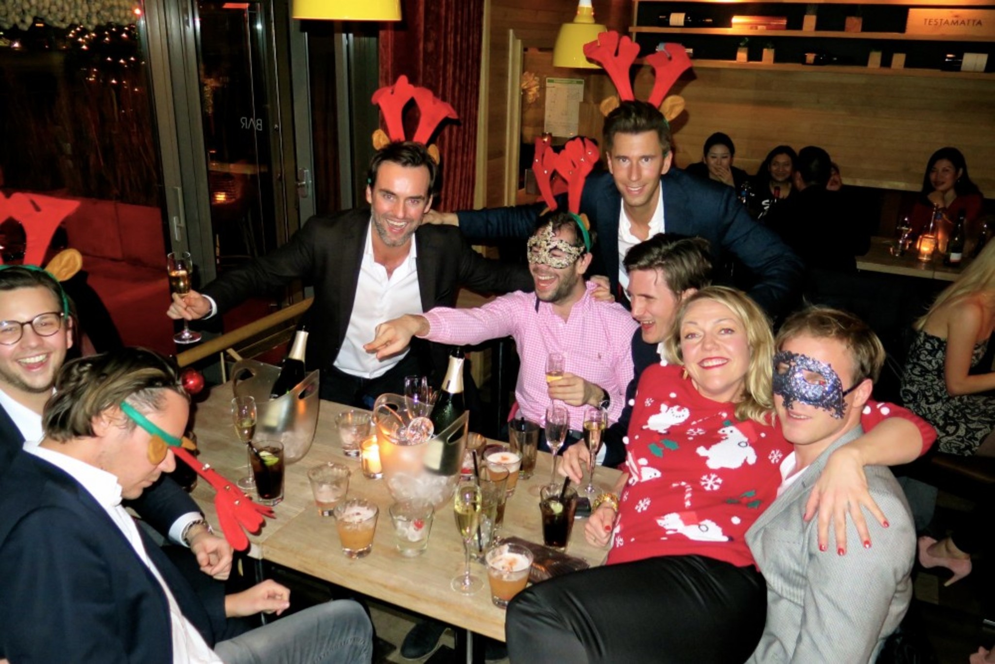 Xmas table Party is nothing without crashing another "hunk-bachelor" Xmas Party!